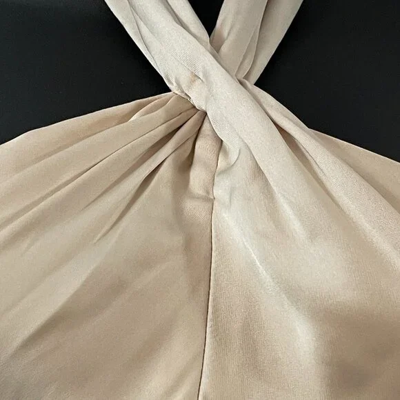 🌙 Anthropologie Halter Satin Maxi Dress – Noir Glam Luxe 🖤 - Picture 13 of 16